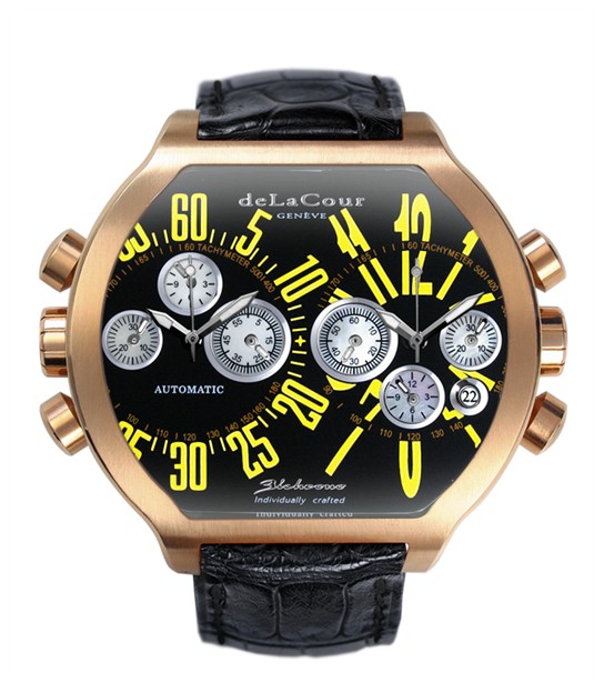 Replica DeLaCour BiChrono S2 Rose Gold Black and Yellow WAPG0158-0980 Replica Watch Replica DeLaCour BiChrono S2 Rose Gold Black and Yellow WAPG0158-0980 Replica Watch